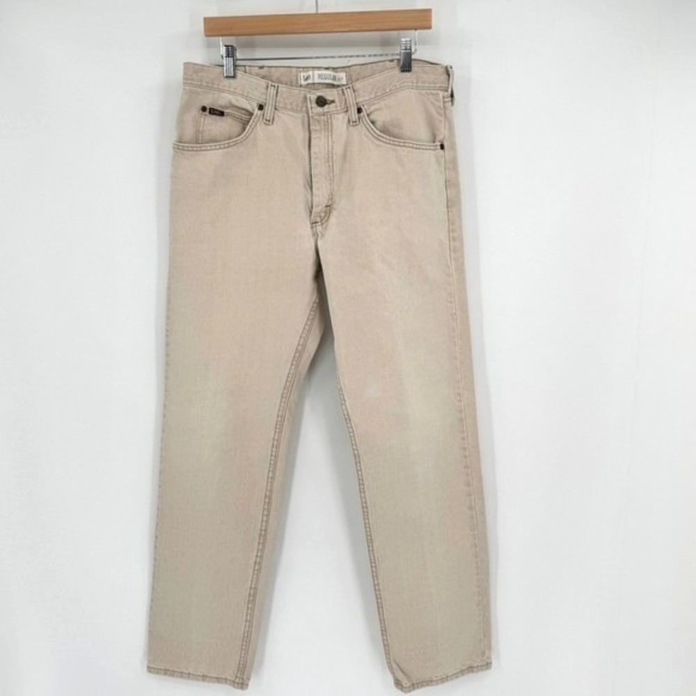 Lee Regular Fit Straight Leg Cream Denim Jeans Mens Sz 34x34‎
